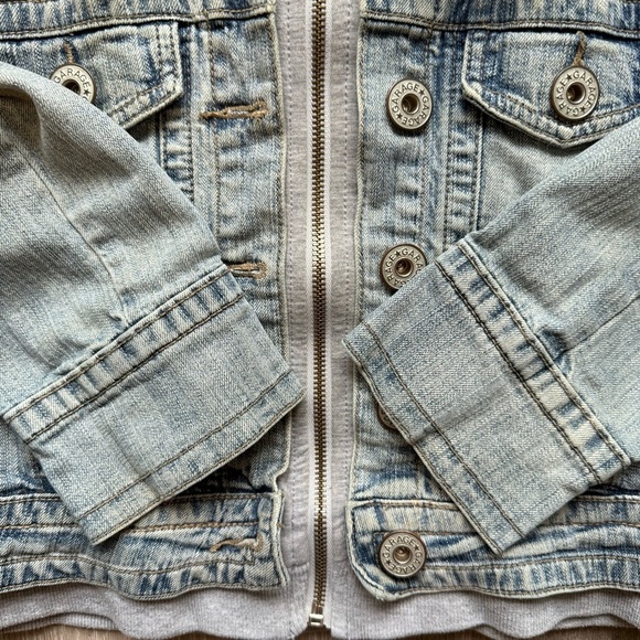 Garage Light Blue Jean Jacket Cropped Size M Denim Streetwear Casual - Picture 7 of 12